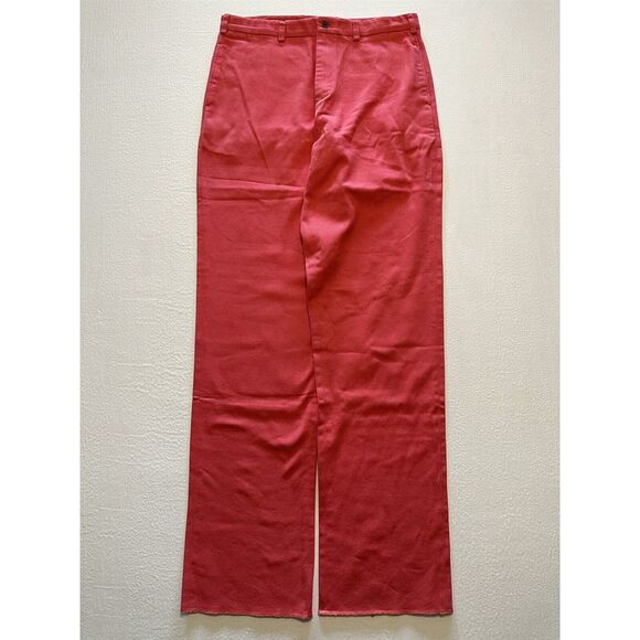 NEW J. Peterman SZ 36 Coral Heavy‎ Cotton Twill Flat Front Tapered Trousers